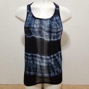 ENTI top Small sleeveless tank tie dye semi-sheer open knit low cut side